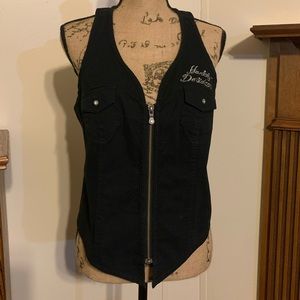 Large❣️Sexy❣️Sleeveless Harley Davidson Zip Up Top